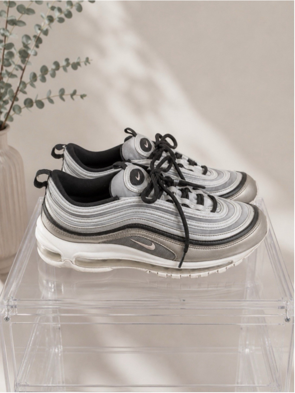 Nike Air Max 97 Shoes Youth Size 6Y Metallic Bronze White Silver GS Sneakers